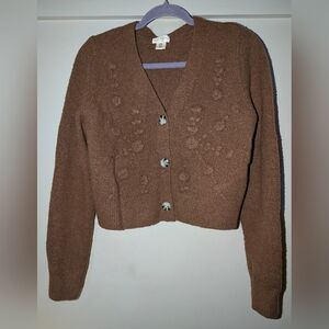 Jessica Simpson Cardigan Button Down Sweater with Floral Detail Women’s Medium